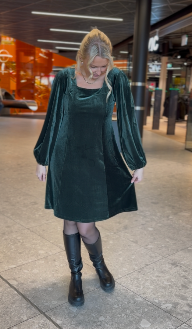 Kjole Velour Mali Grønn