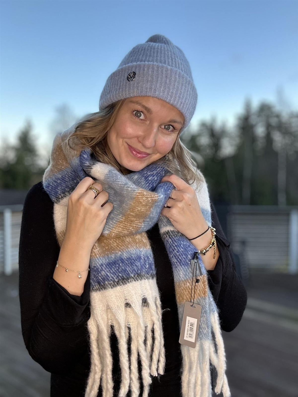 Skjerf Fluffy Check, Blue