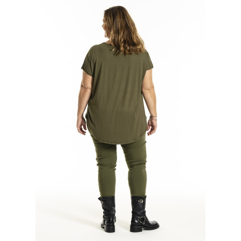 Gitte T-shirt Oliven m/print