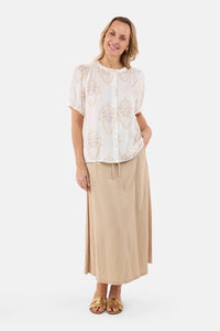 Bluse Offwhite/Beige Print