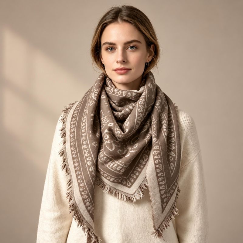 Skjerf Ullmix Trekant Taupe Luna