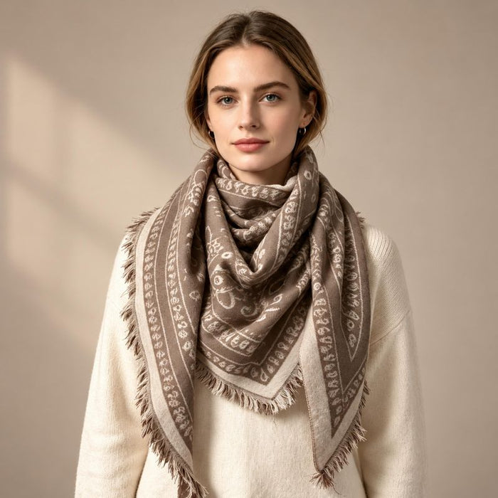 Skjerf Ullmix Trekant Taupe Luna
