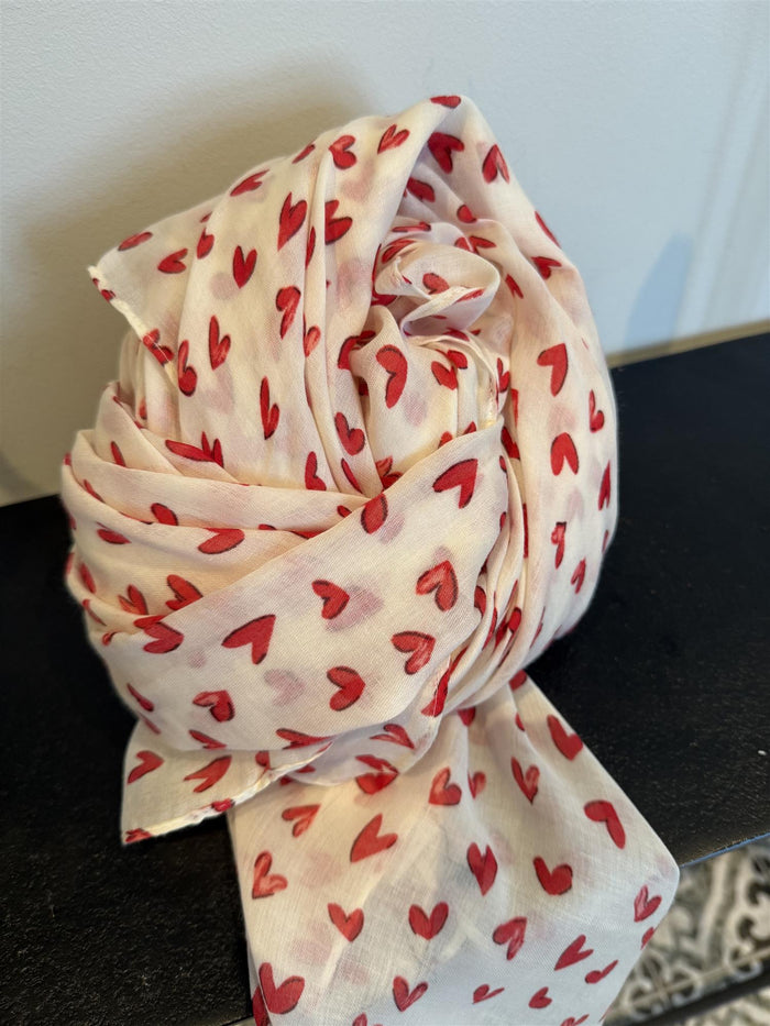 Skjerf Hjerter Rød