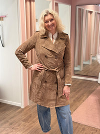 YVETTE Suede Trenchcoat Nude Brown