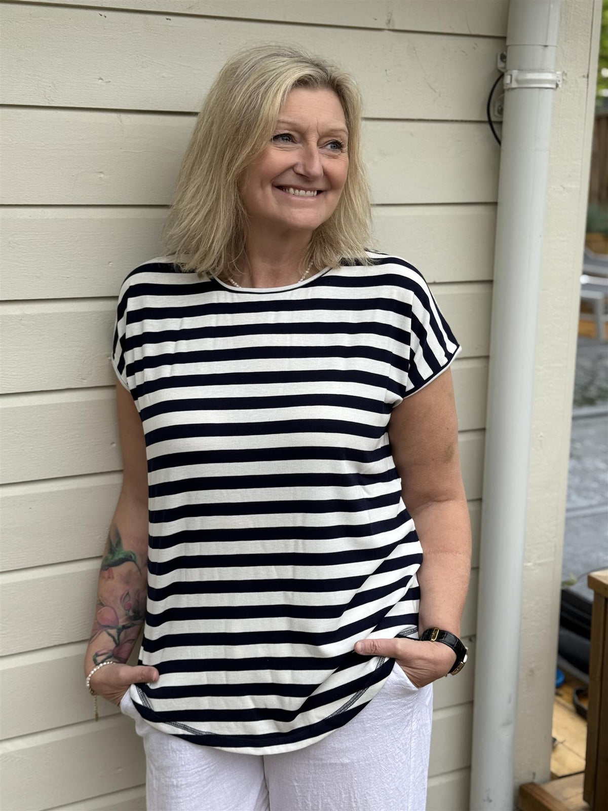 Gitte T-shirt Stripe Navy