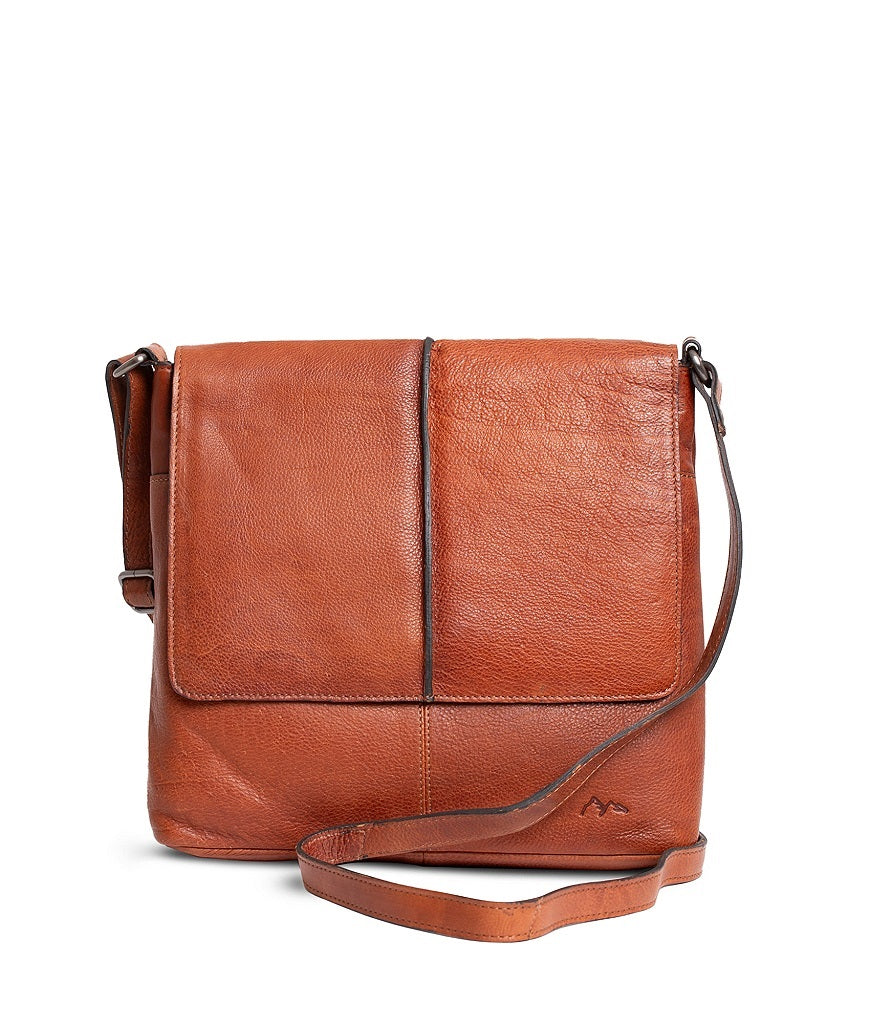 Tiramisu Leather Split Flapbag Cognac