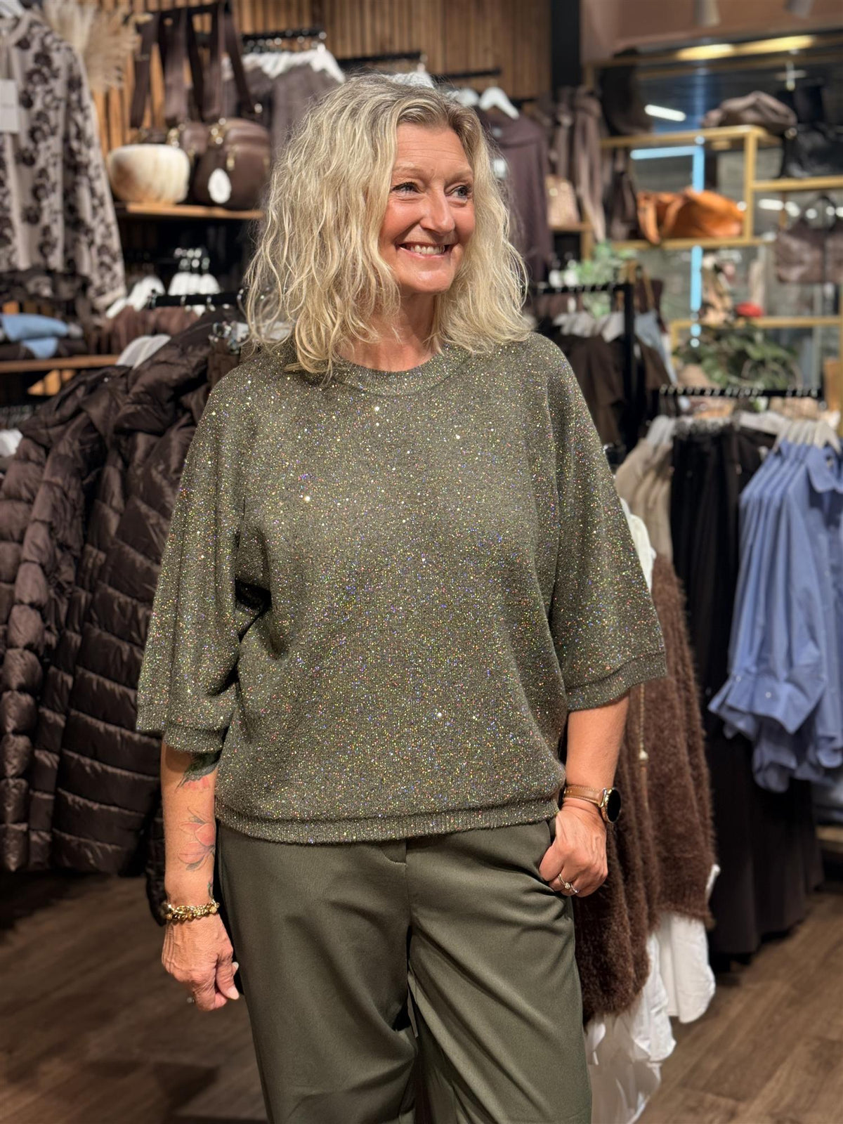 Genser Glitter Ivy Green