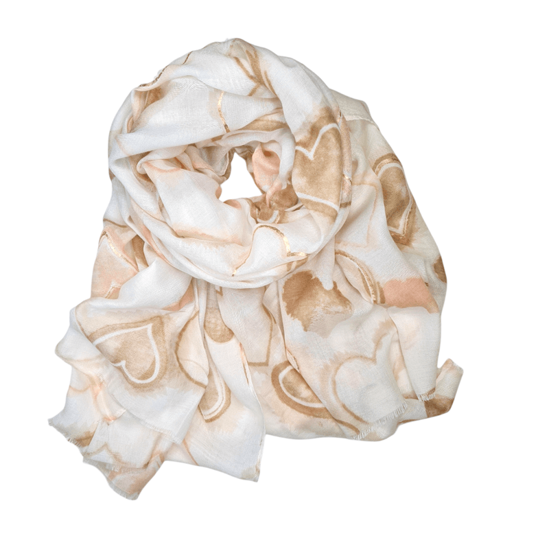 Skjerf Hjerter beige, Diz