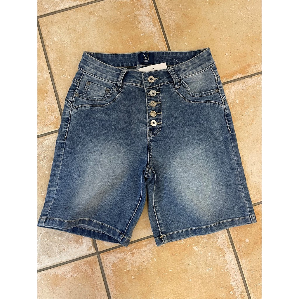 PATTI BUTTON DENIM SHORTS