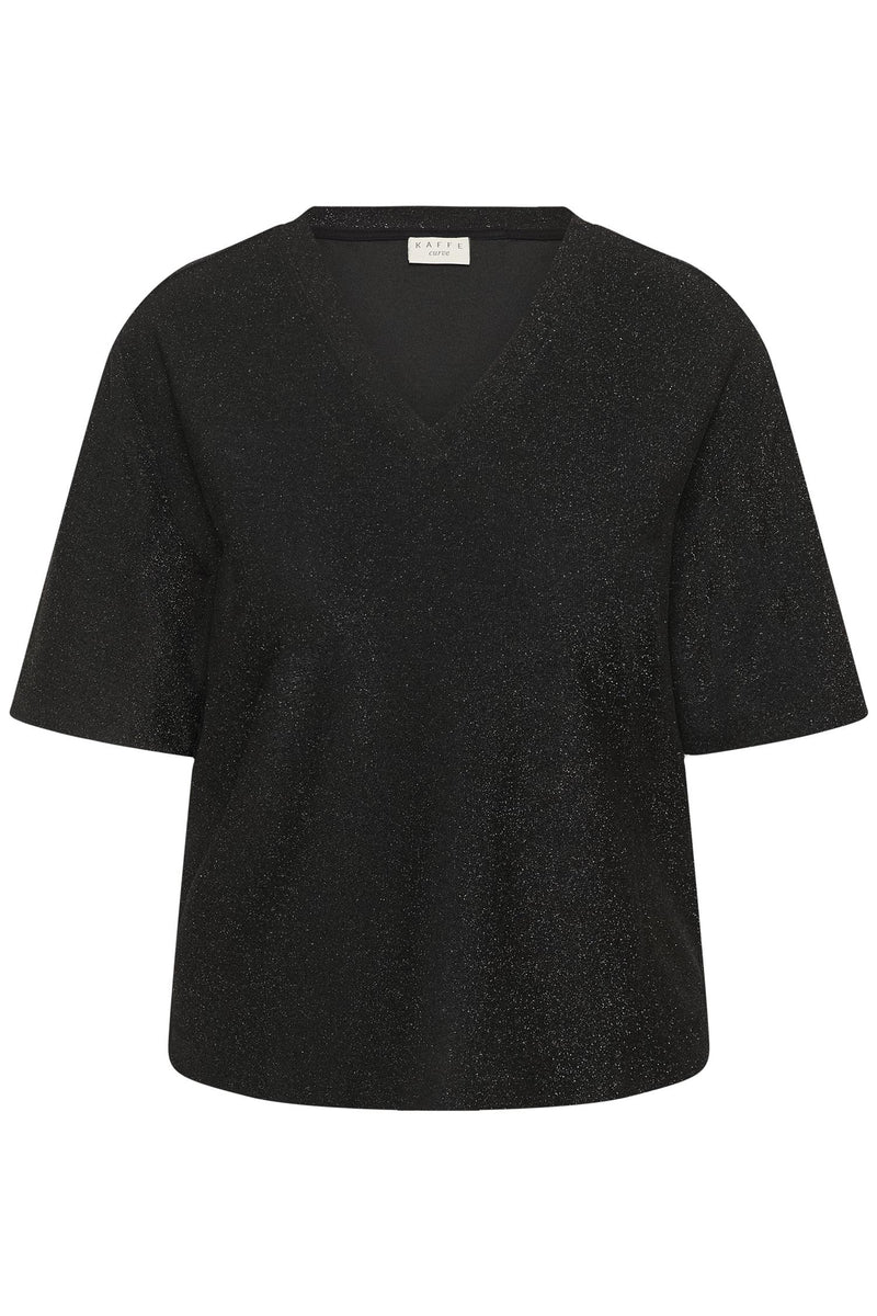 KCriana V-Neck T-Shirt Black Metallic