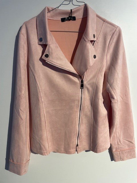 Suede Biker Jacket Rose