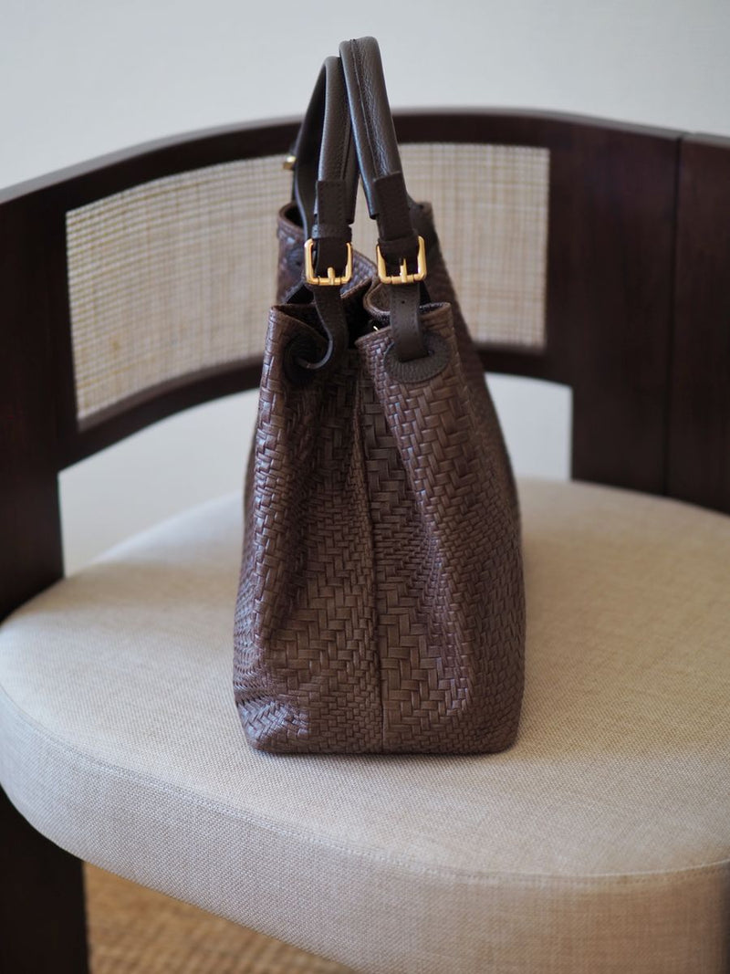 Stor Flettet SkinnVeske Brun