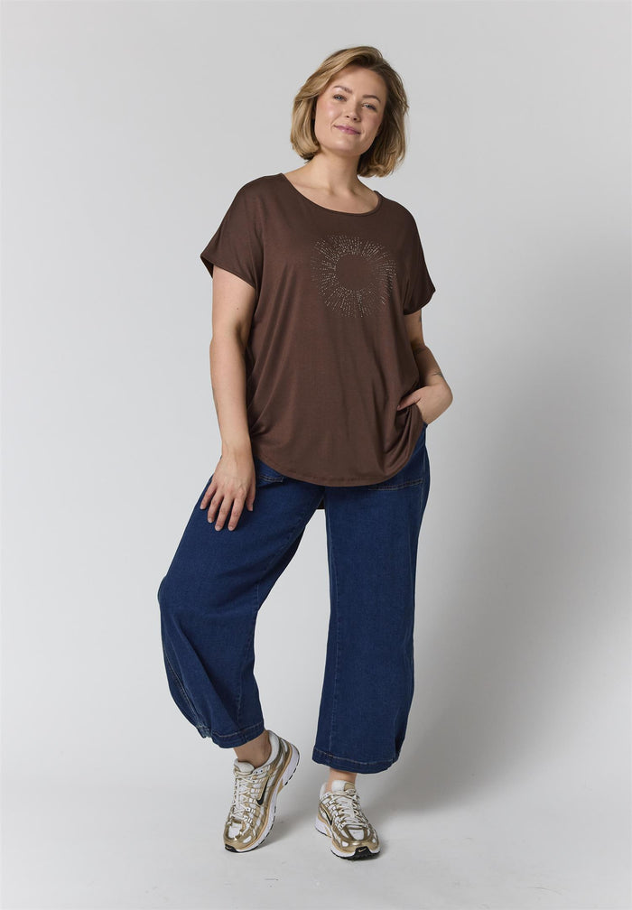 GGitte T-shirt with stones - Brown