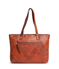 Tiramisu Leather Braided Totebag Cognac