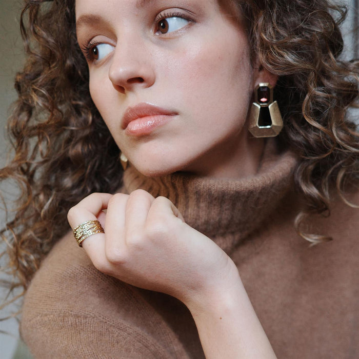 Statement-øredobber, burgundy, Grace G