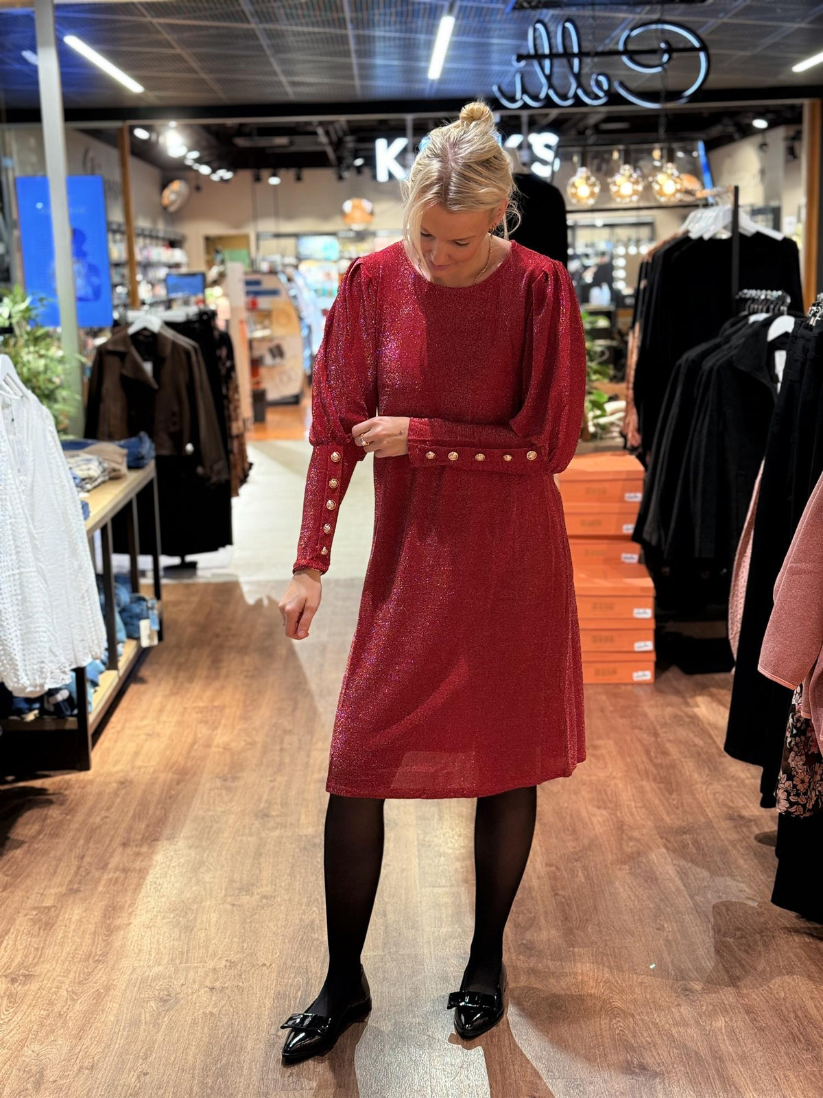 Kjole Tea Lux Rubin Red (Glitter)