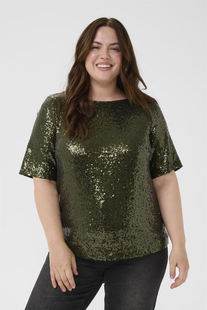 KCmirana Sequin Blouse Ivy Green