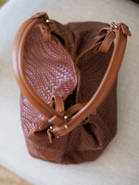 Stor Flettet SkinnVeske Cognac