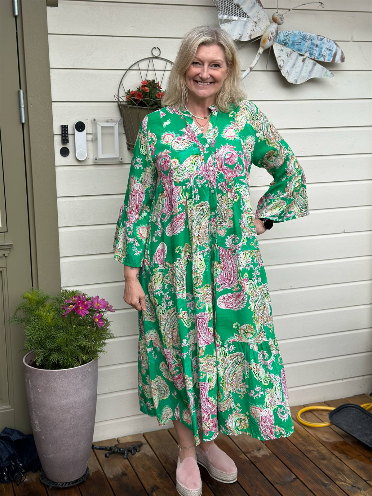 Bibba Kjole Viskose Paisley Grønn