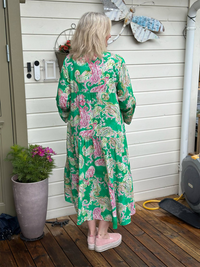 Bibba Kjole Viskose Paisley Grønn
