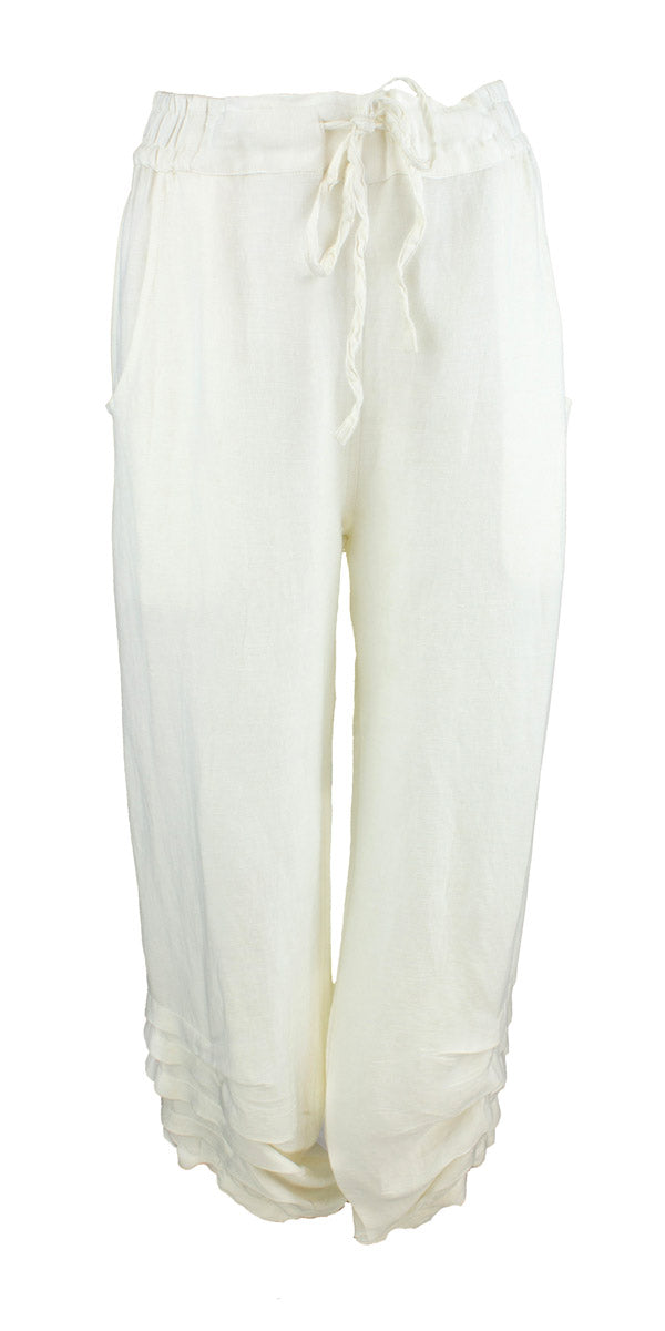 Bukse Folder Lin, Offwhite