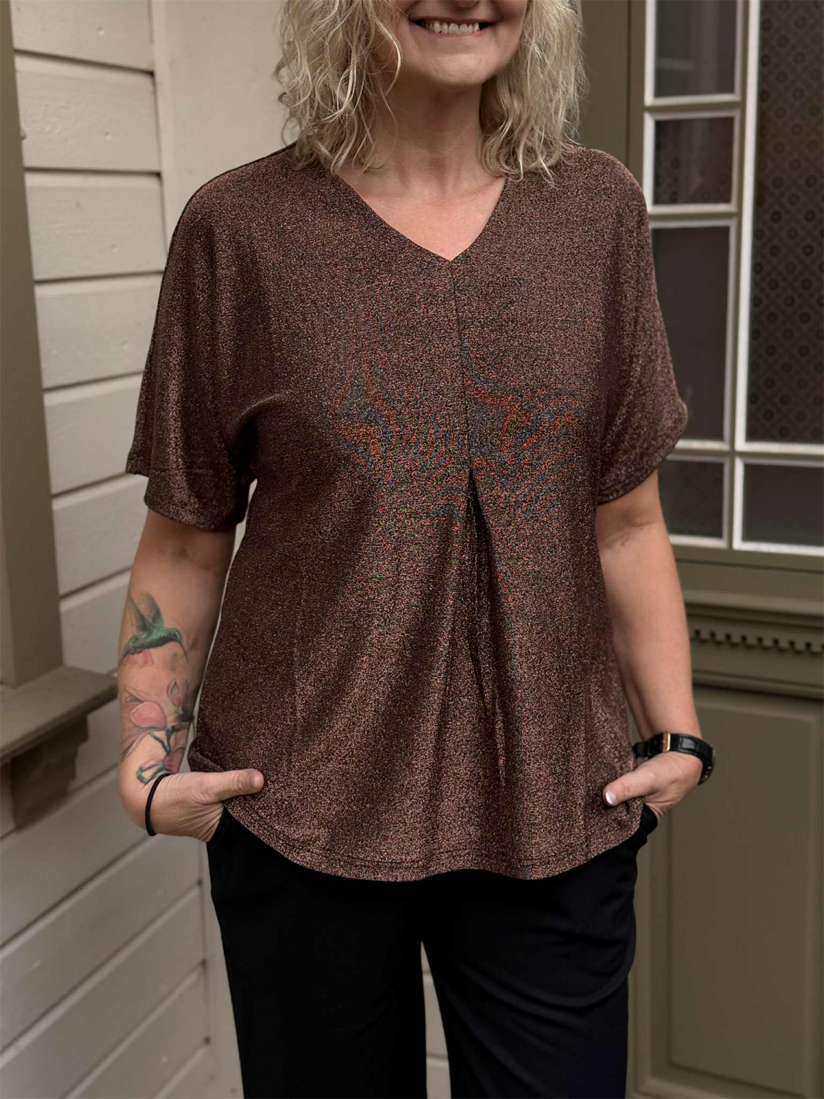 Bluse Glitter Kobber/Brun