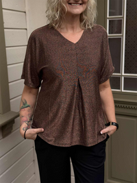 Bluse Glitter Kobber/Brun