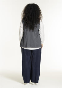 SNaia Vest Grey-White Pinstripe