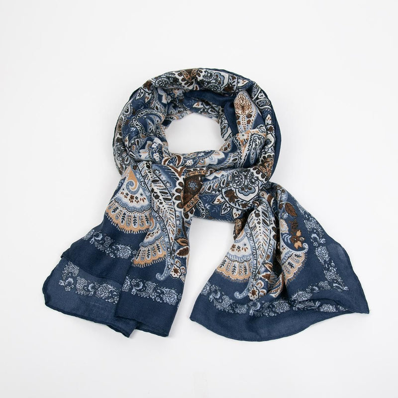 Skjerf Paisley Blå/Brun