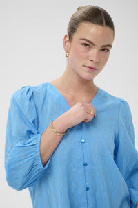 KAgabriela V-Neck Shirt Azure Blue