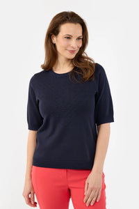 Topp Basic Kort Erm Navy