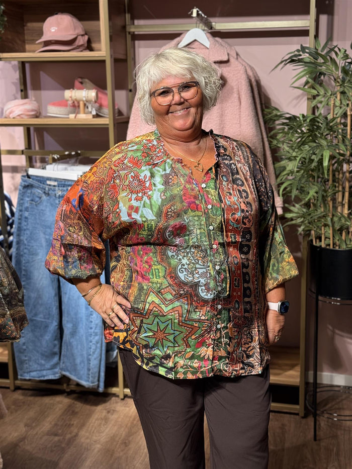 Bluse Digital Top R-neck - Vintage