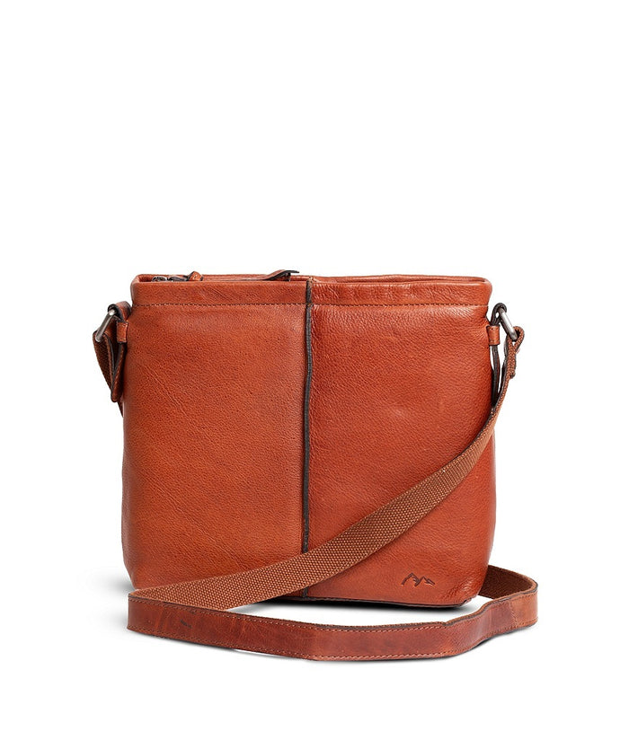 Tiramisu Leather Split Toppzipper, Cognac