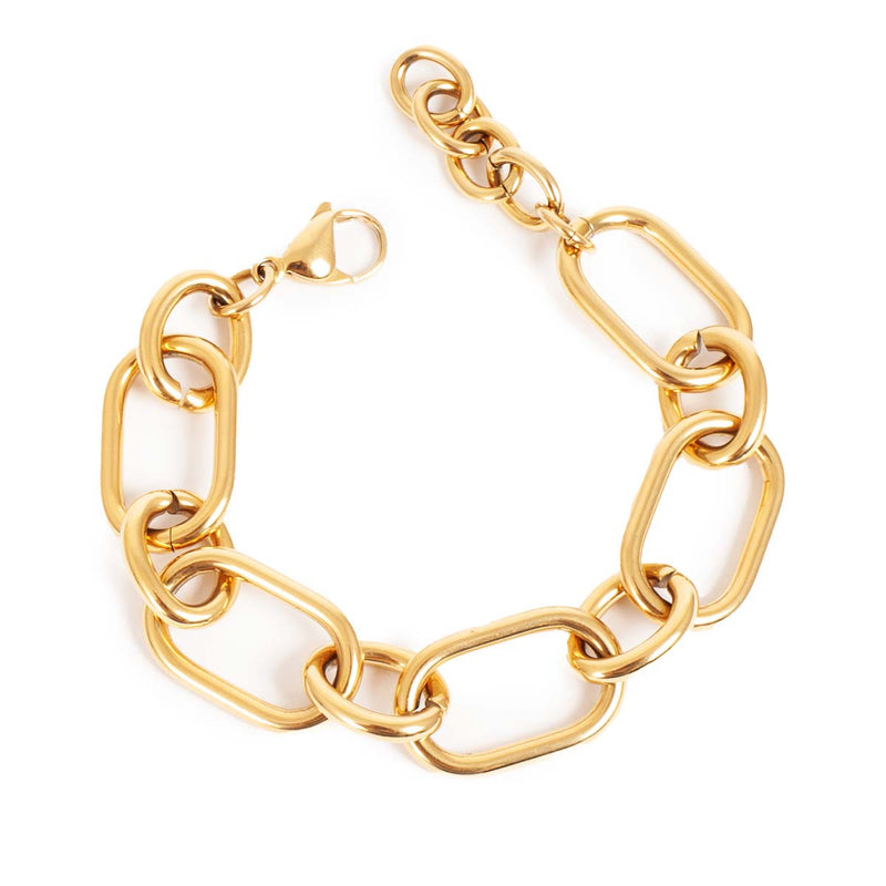 Armbånd, kraftig lenke, Steel Gull