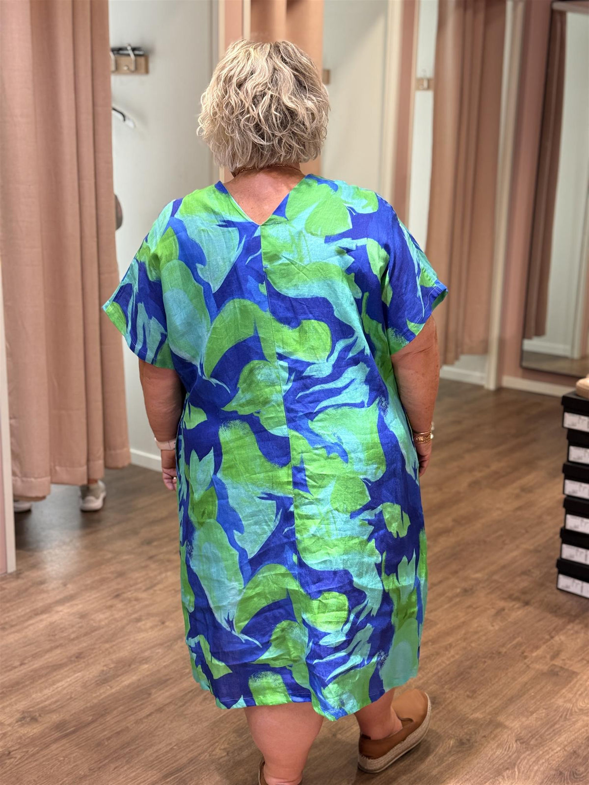 Printed Linen Dress/Curve