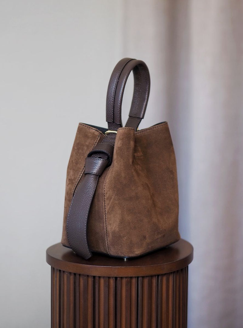 Bøtteveske Semsket Skinn Brun