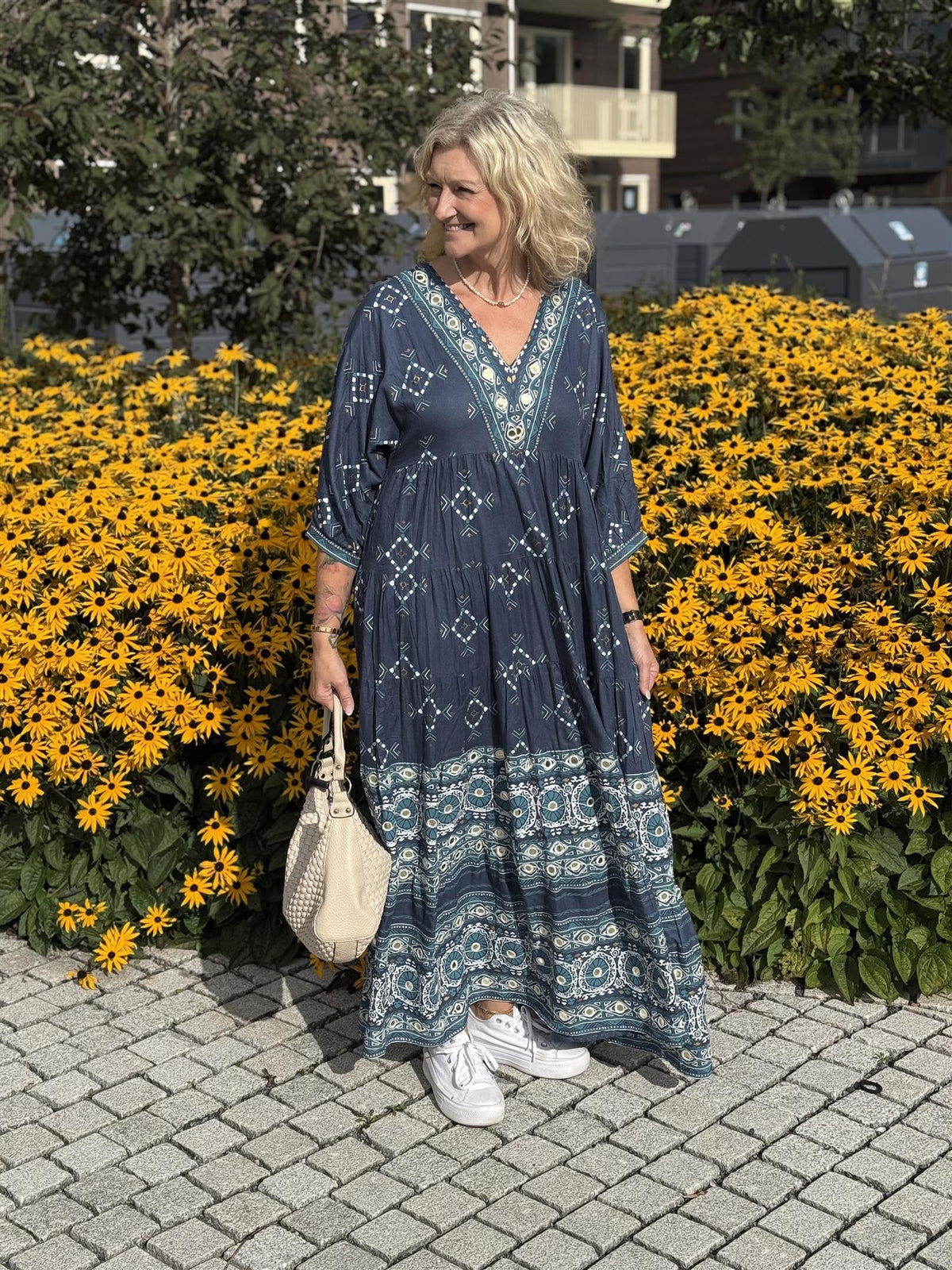 Cartagena Dress V Maxi Print