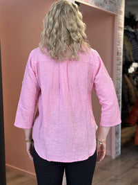 Maggie Emb Shirt Bright Rose