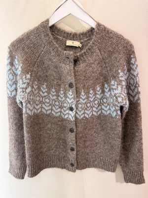 Cardigan Jaquard - Brown/Light Blue Melange