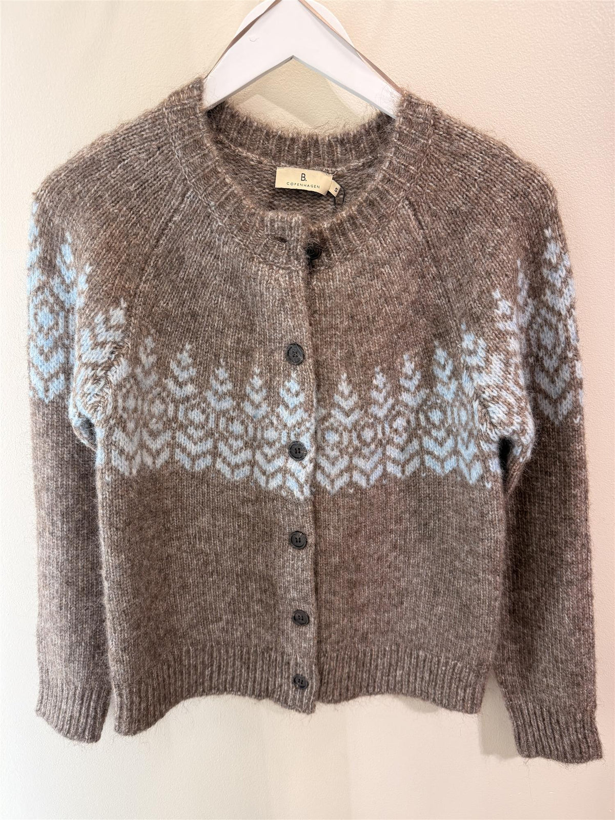 Cardigan Jaquard - Brown/Light Blue Melange