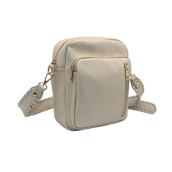 CORA stor citybag med flettet skulderrem - Beige