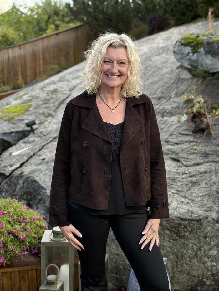 Short Suede Leather Trenchcoat Dark Chocolate