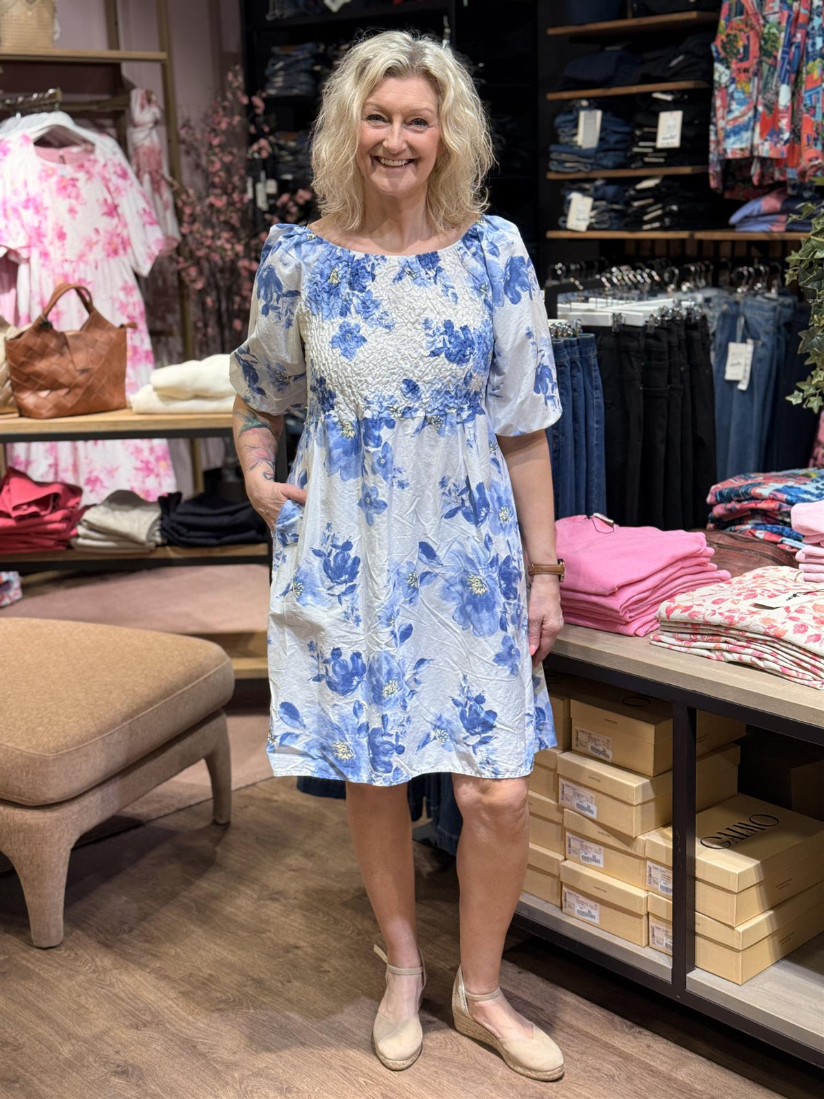 Kjole Alba Kort PRINT, Navy