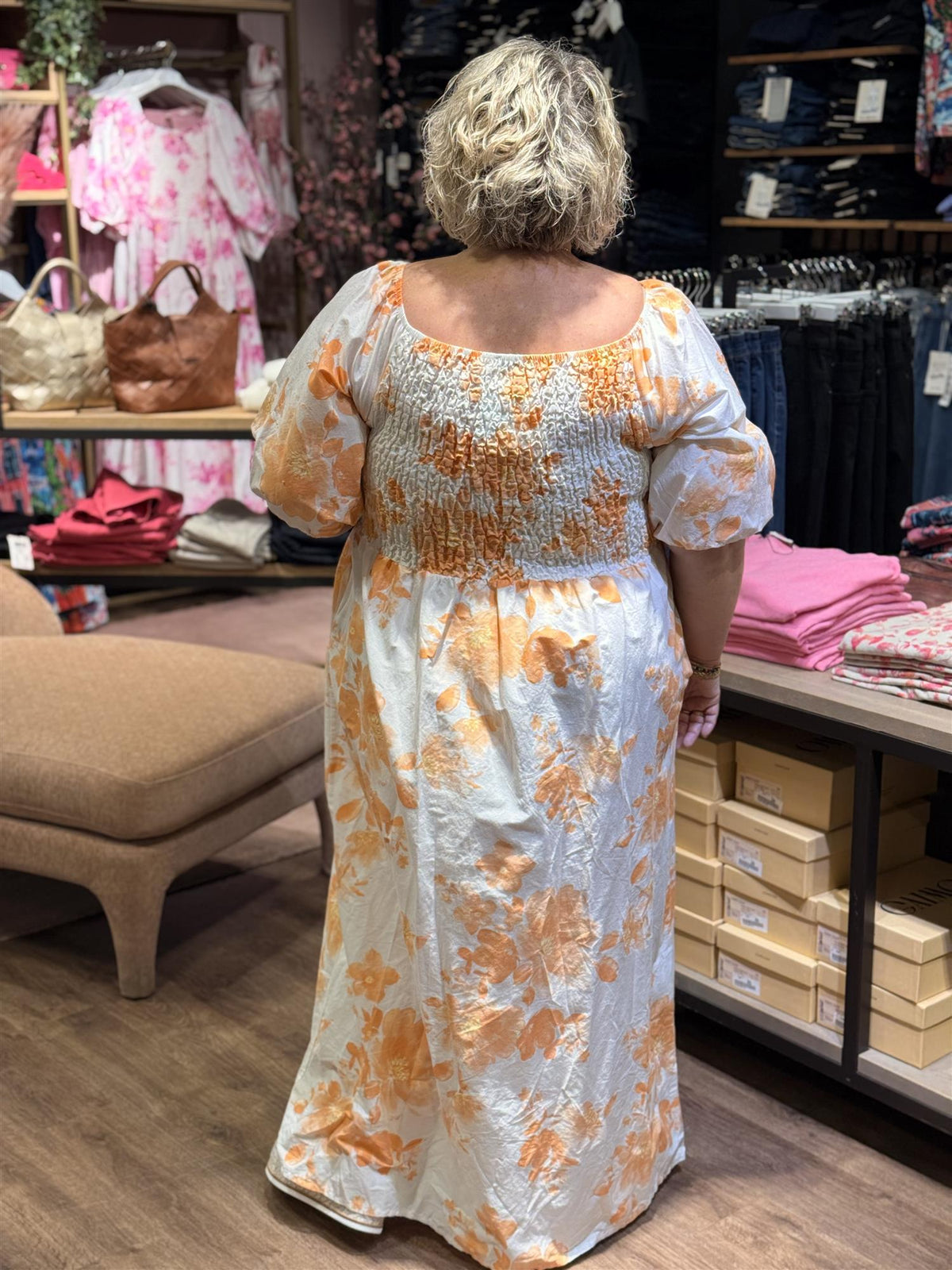 Kjole Alba Lang PRINT, Coral