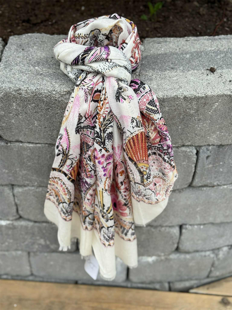 Skjerf Paisley Beige