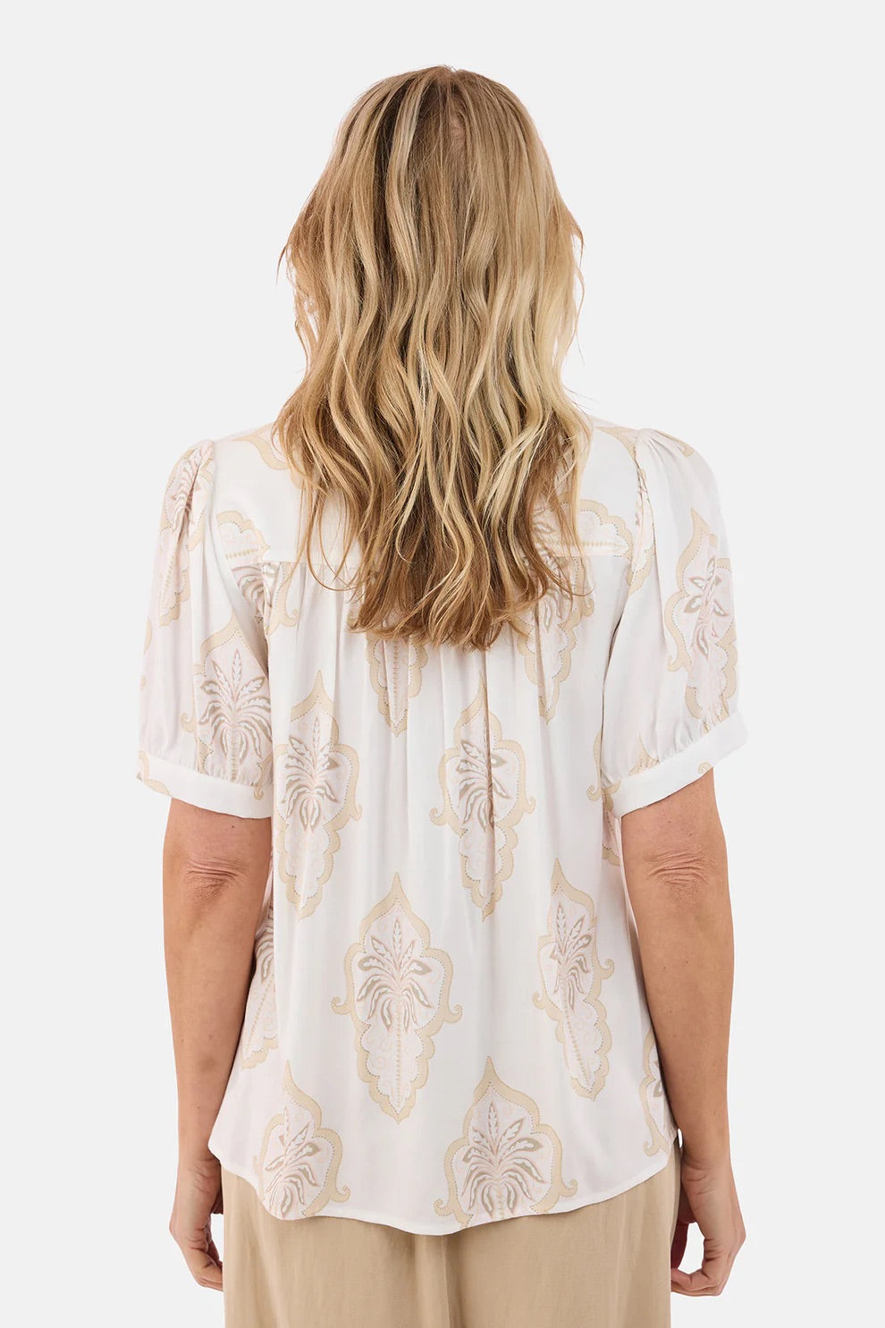 Bluse Offwhite/Beige Print
