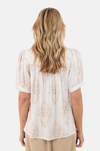 Bluse Offwhite/Beige Print