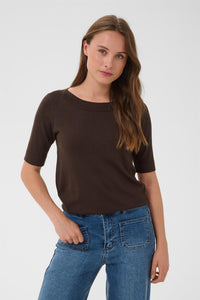 KAlizza boatneck solid Pullover Coffee Bean