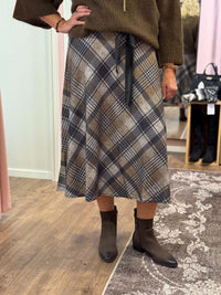 Check Wide Skirt