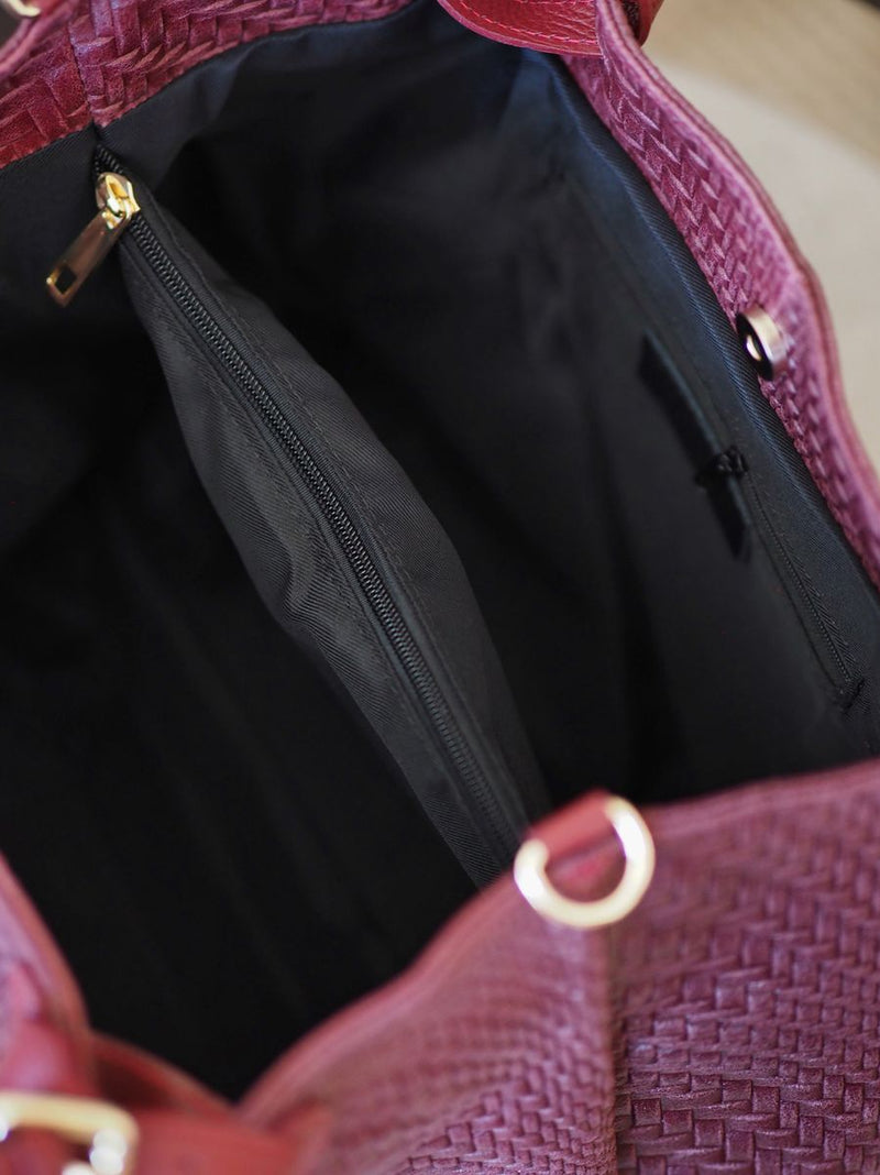 Stor Flettet SkinnVeske Bordeaux